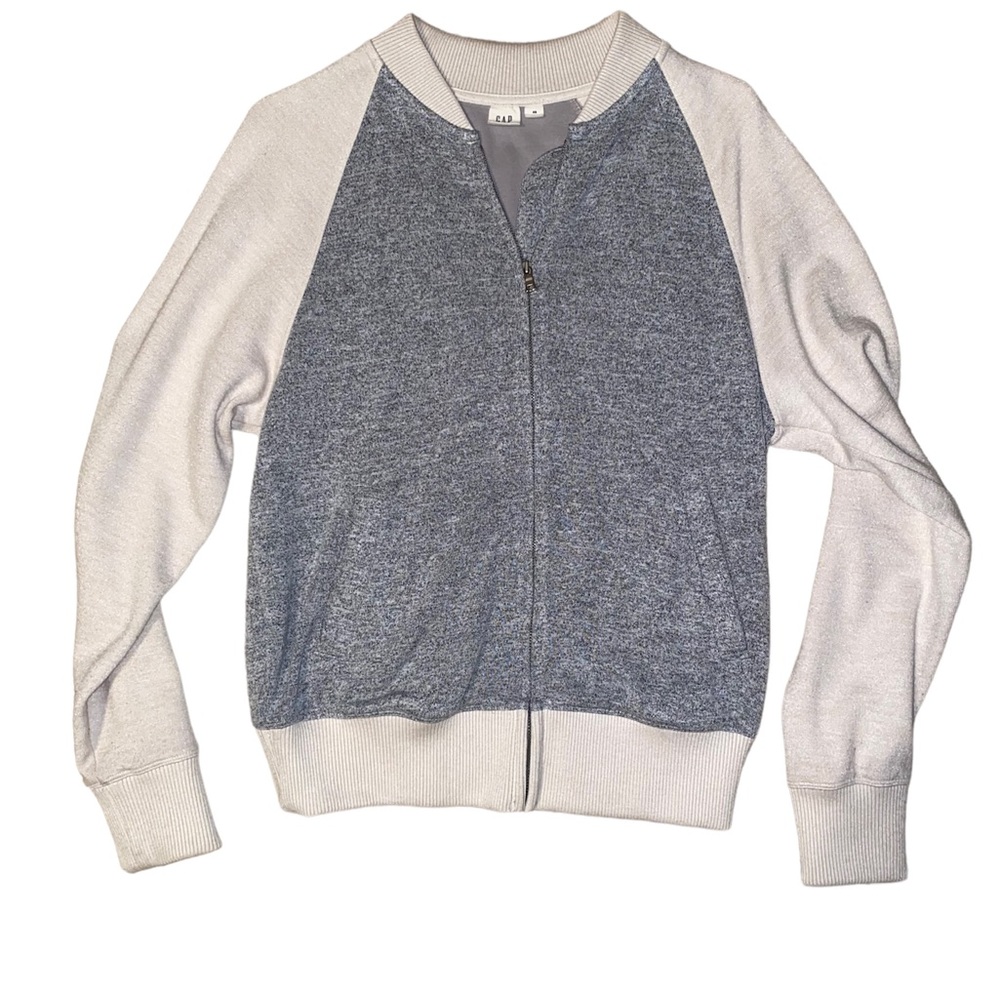 Gap Lightweight Bomber Women’s XS Gray and Cream Full Zip with Pockets